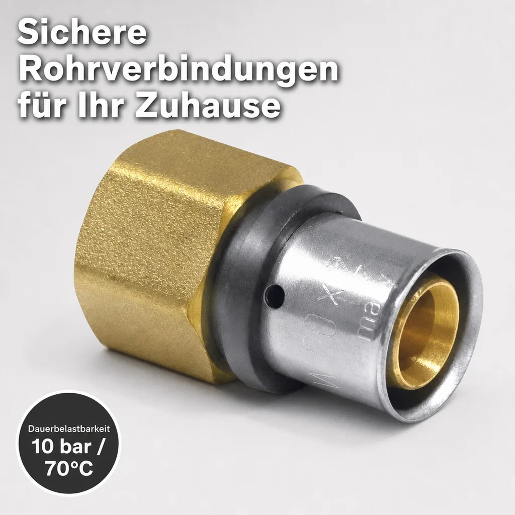 Pressfitting 32mm, Pressfitting Kupplung, Verbinder 32mm, Kupplung mit Innengewinde