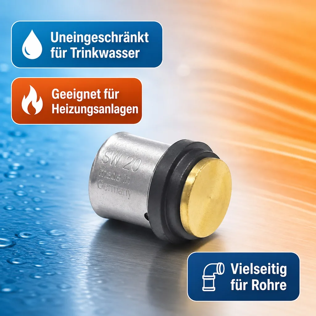 Pressfitting Stopfen 16mm, 2 Stück, DVGW zertifiziert