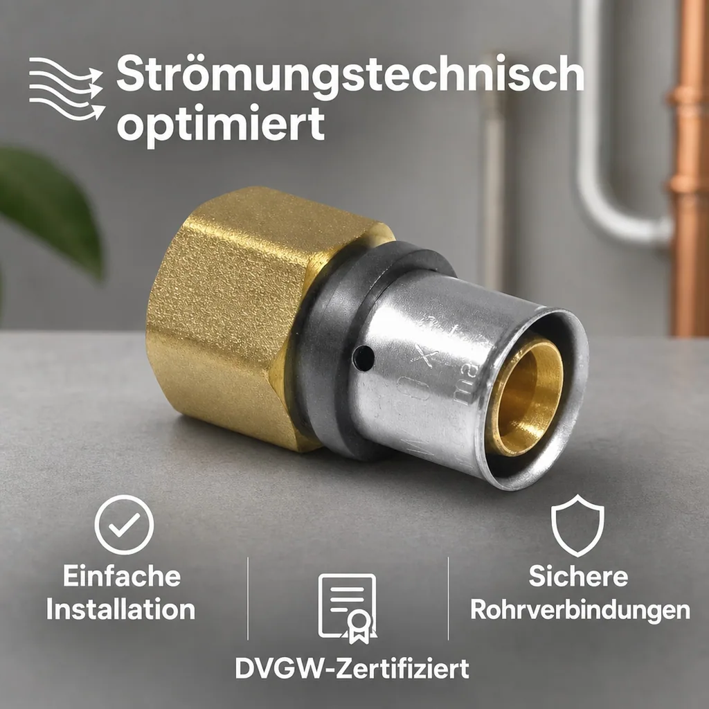 Pressfitting Kupplung 20 x 2 - 1/2 IG, Kupplung mit Innengewinde, DVGW-Zertifiziert