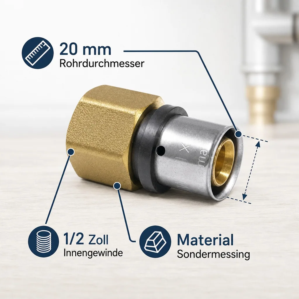 Pressfitting Kupplung 20 x 2 - 1/2 IG, Kupplung mit Innengewinde, DVGW-Zertifiziert