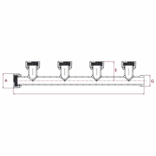 PVC Verteiler, Rohrverteiler, Verteiler 1 Zoll, 4 Abgänge