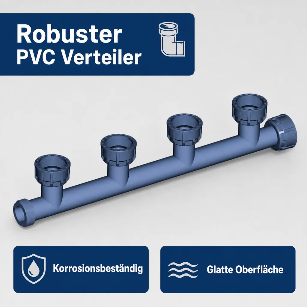 PVC Verteiler, Rohrverteiler, Verteiler 1 Zoll, 4 Abgänge