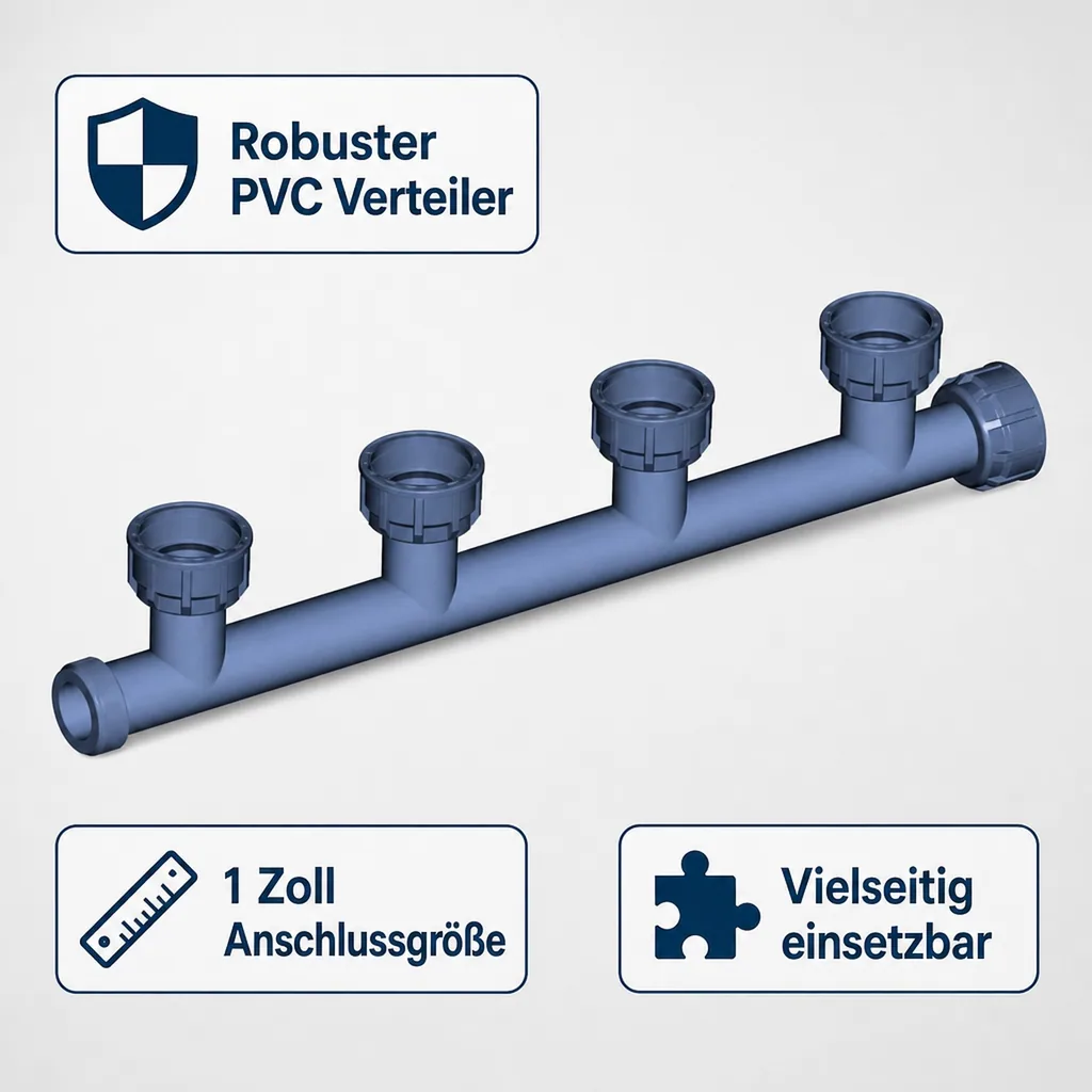 PVC Verteiler, Rohrverteiler, Verteiler 1 Zoll, 4 Abgänge