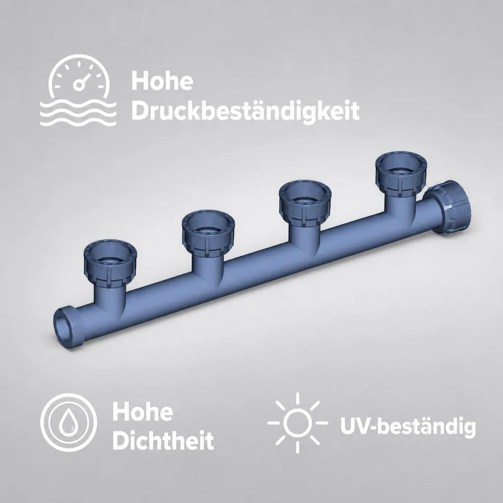PVC Verteiler, Rohrverteiler, Verteiler 1 Zoll, 4 Abgänge