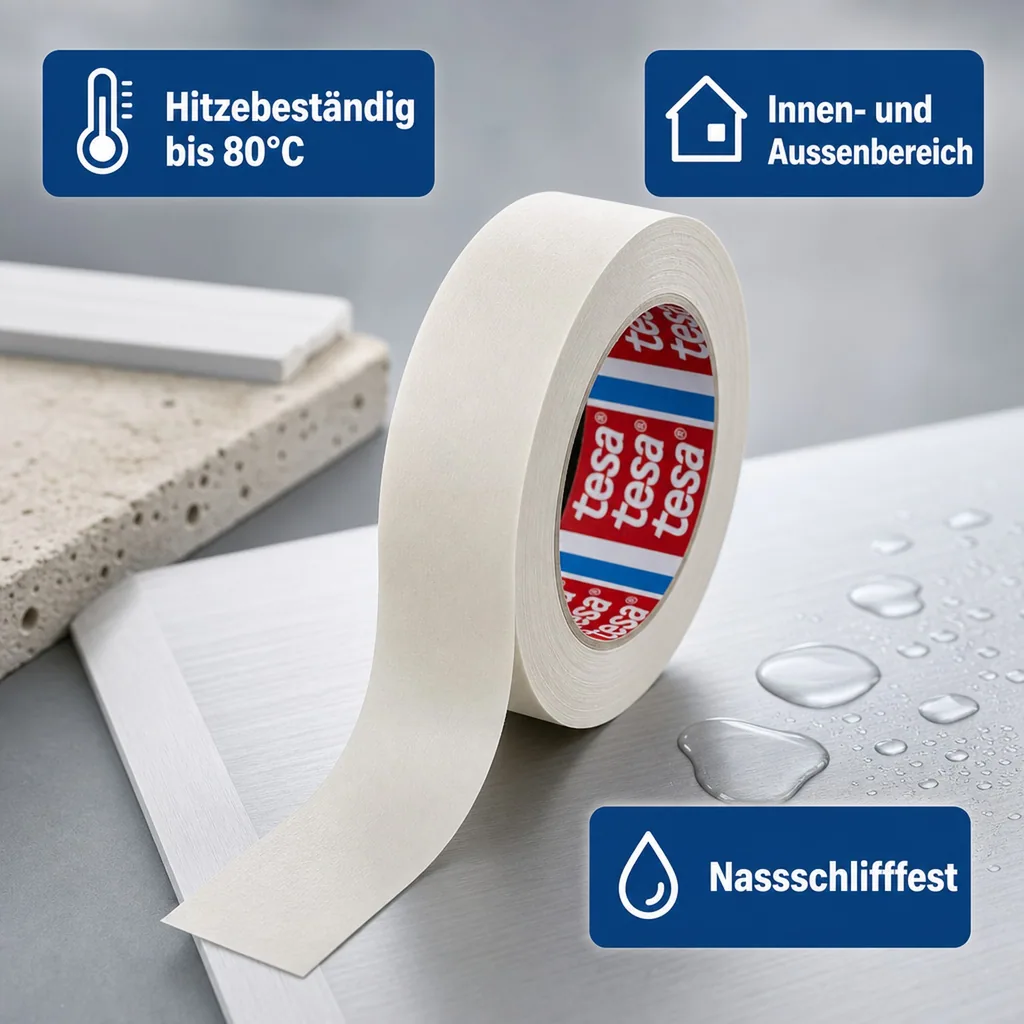 Malerkrepp, Kreppband 19mm x 50m, Lackierband, Abdeckband hitzebeständig