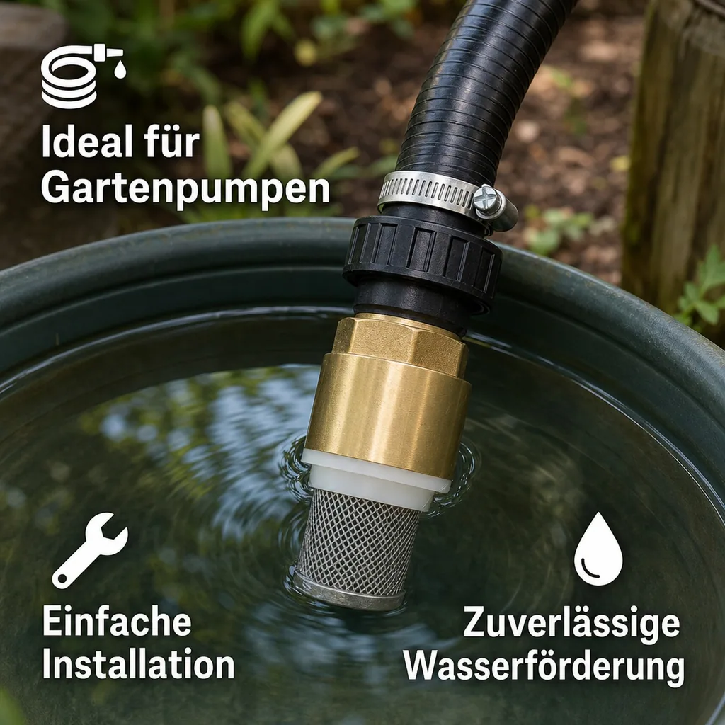 Saugkorb 1 1/2 Zoll, Rückschlagventil, Messing Fußventil, Edelstahl