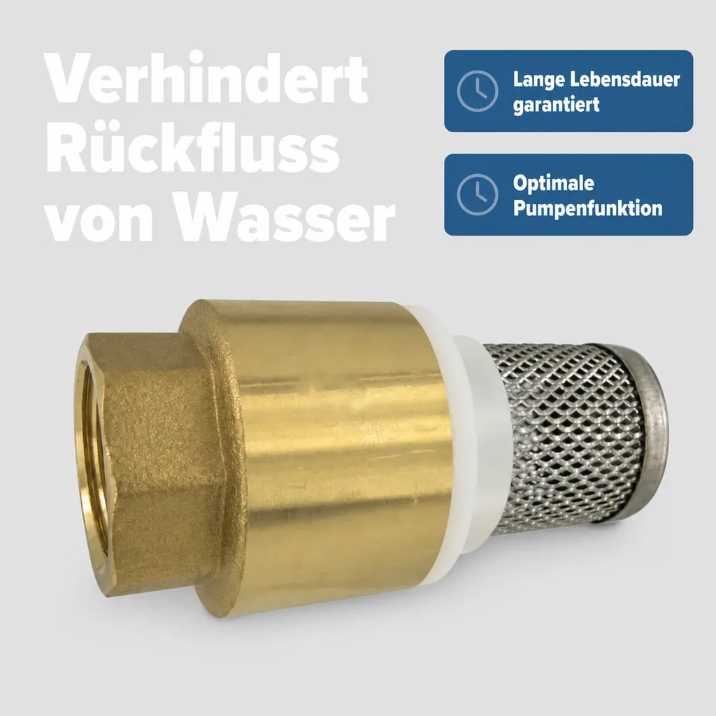 Saugkorb 1 1/2 Zoll, Rückschlagventil, Messing Fußventil, Edelstahl