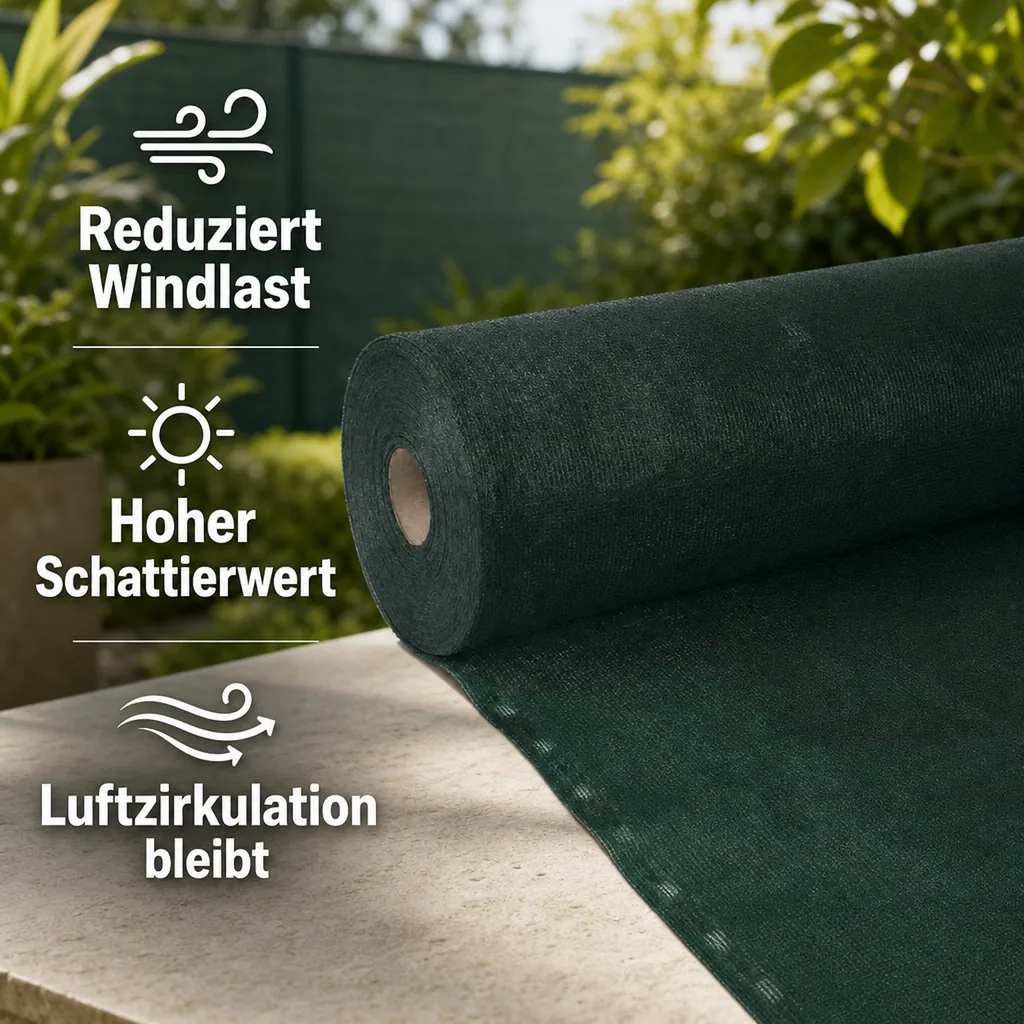 Sichtschutznetz, Windschutznetz, Zaunblende, 1,2m Breite, 1m Länge, grün