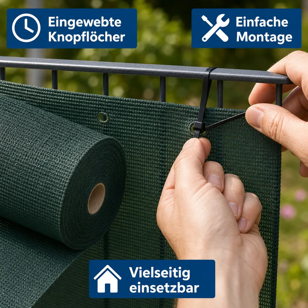 Sichtschutznetz, Windschutznetz, Zaunblende, 1,2m Breite, 1m Länge, grün