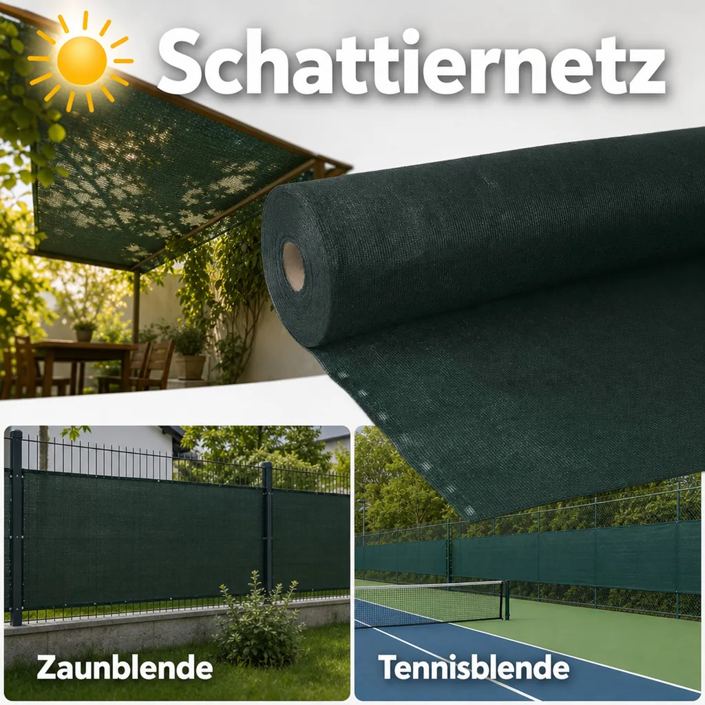 Sichtschutznetz, Windschutznetz, Zaunblende, 1,2m Breite, 1m Länge, grün