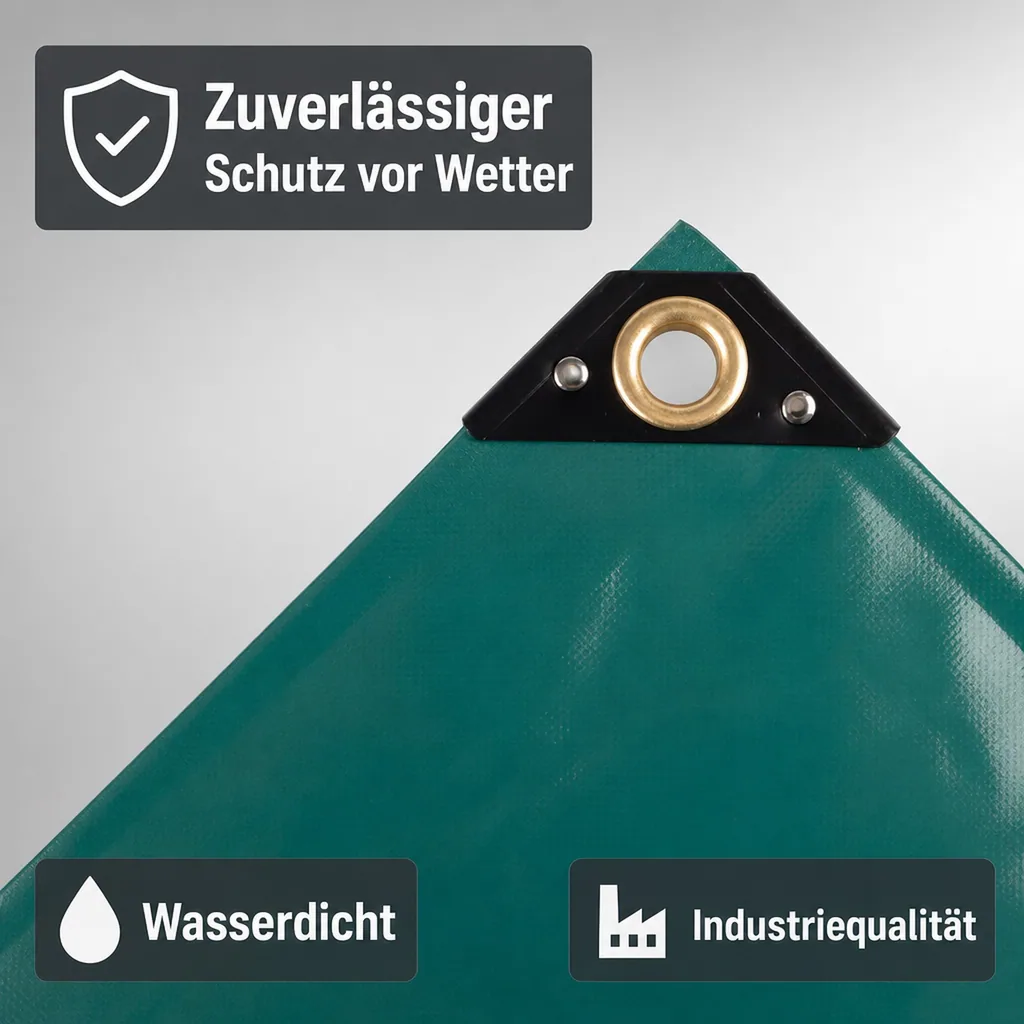 Abdeckplane PVC, 5x7m, Grün, 650g/m², Wasserdicht und reißfest