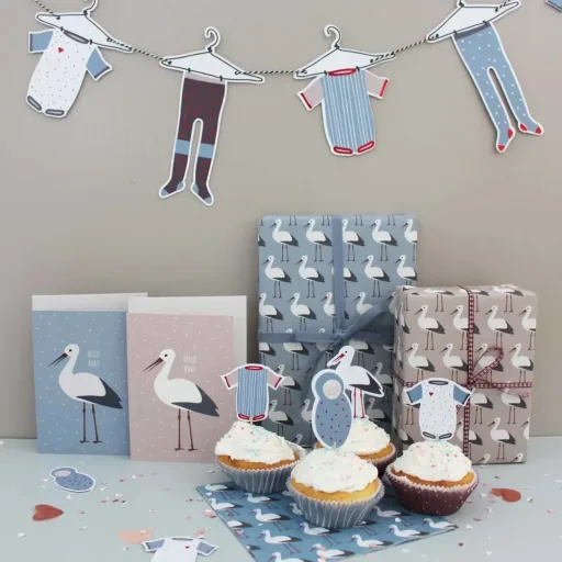 Ava & Yves Partygirlande Strampler für Babyshower