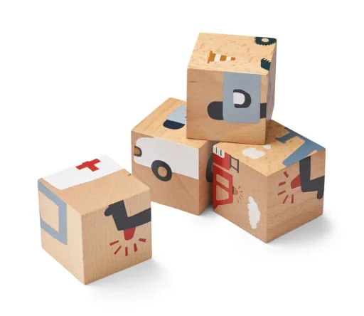 Liewood Puzzle, Holz Puzzle, Holzwürfel - Aage, Farbe: Monster / Nature