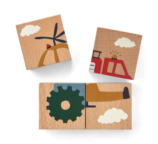 Liewood Puzzle, Holz Puzzle, Holzwürfel - Aage, Farbe: Monster / Nature