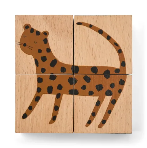 Liewood Puzzle, Holz Puzzle, Holzwürfel - Aage, Farbe: All Together / Nature
