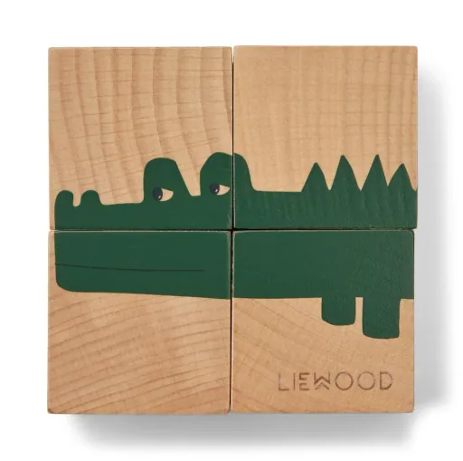 Liewood Puzzle, Holz Puzzle, Holzwürfel - Aage, Farbe: All Together / Nature