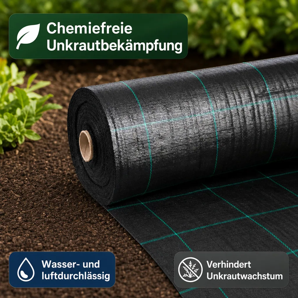 Unkrautvlies, Bodengewebe, 1,5x1m, 100g/m², Abdeckvlies, Unkrautschutz