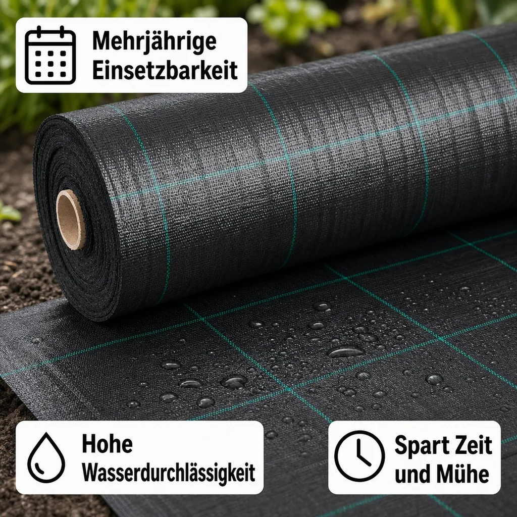 Unkrautvlies, Bodengewebe, 1,5x1m, 100g/m², Abdeckvlies, Unkrautschutz