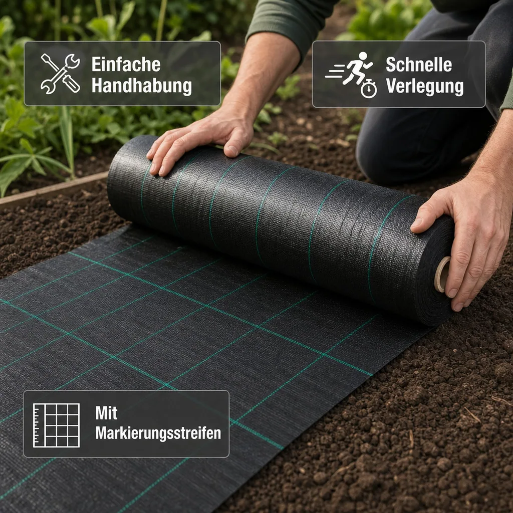 Unkrautvlies, Bodengewebe, 1,5x1m, 100g/m², Abdeckvlies, Unkrautschutz