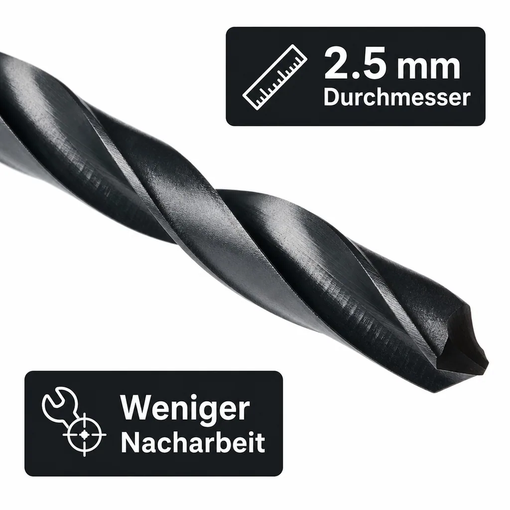 Spiralbohrer HSS-R, 2.5mm, DIN 338, rollgewalzt, Stahlbohrer