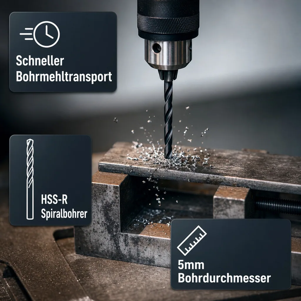Spiralbohrer 5mm, HSS Bohrer, Metallbohrer, DIN 338