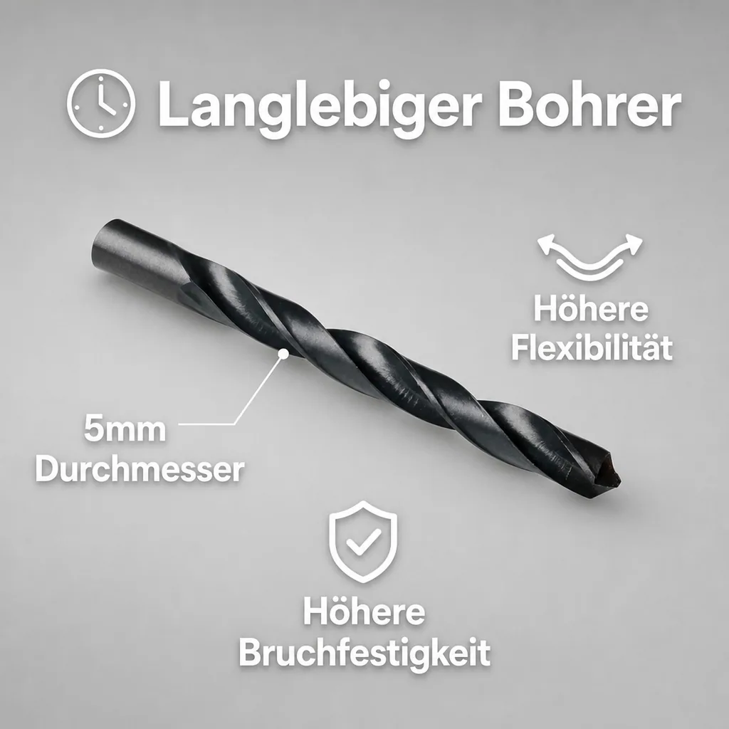 Spiralbohrer 5mm, HSS Bohrer, Metallbohrer, DIN 338