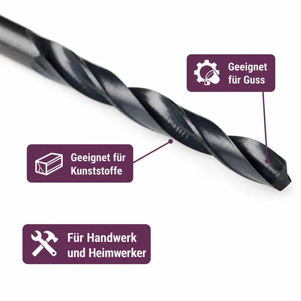 HSS Bohrer 8mm, Metallbohrer, Spiralbohrer DIN 338, Stahlbohrer