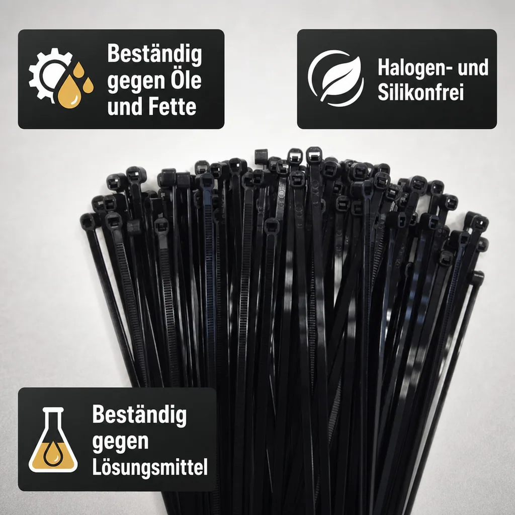 Kabelbinder schwarz, 100 Stück, 610x9mm, UV-beständig