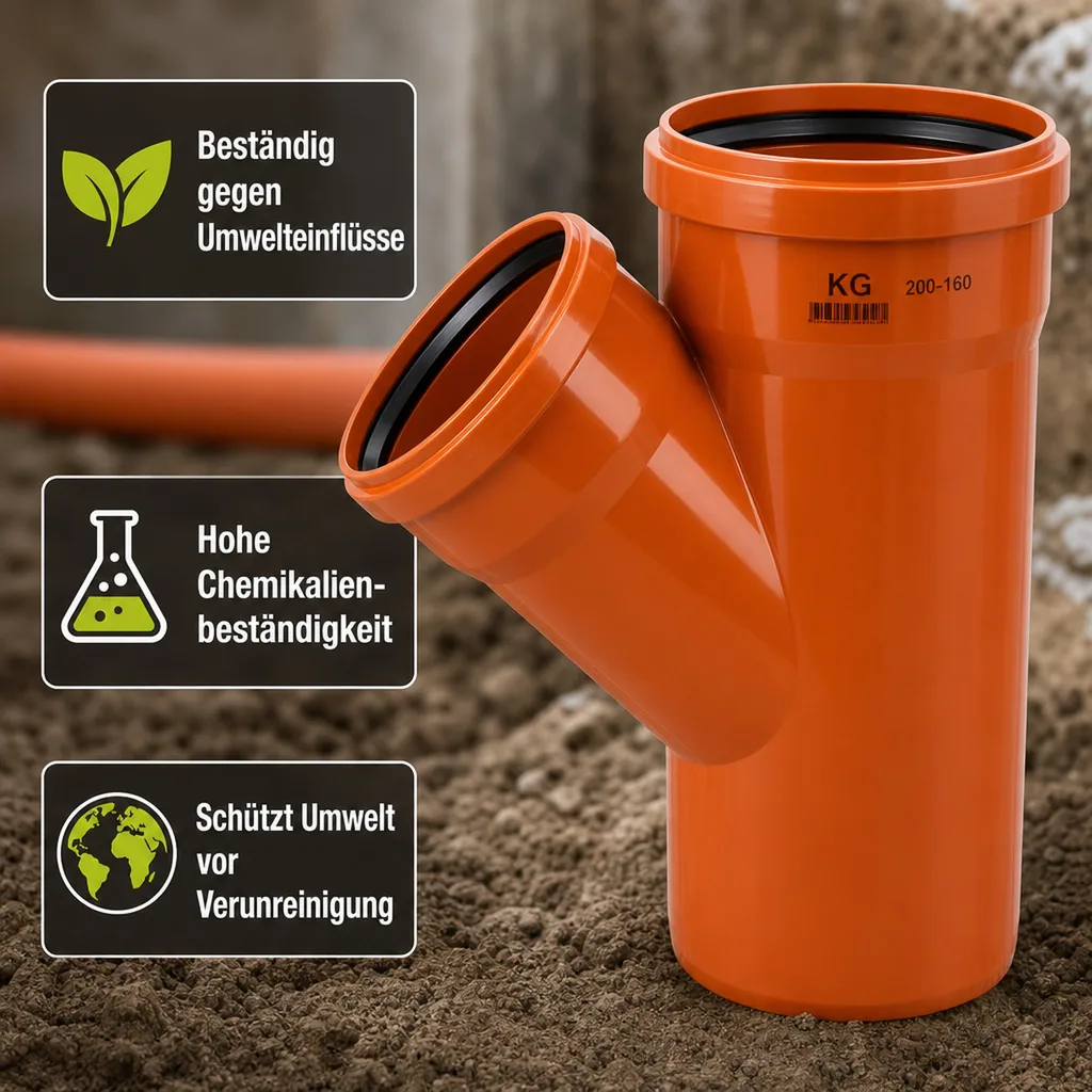 KG Rohr Abzweig DN 200/160, 45 Grad, Kanalrohr