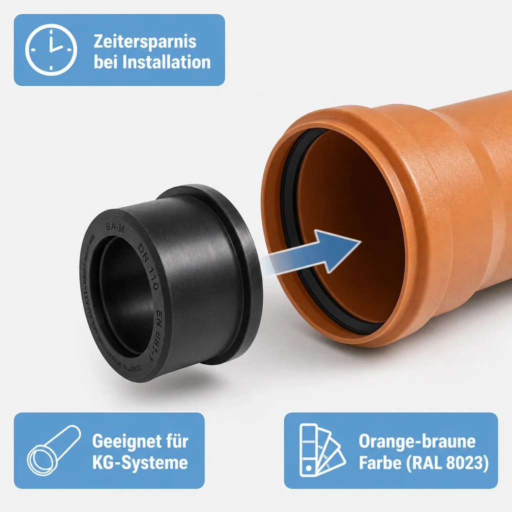 Dichtung Abwasserrohr, Anschlussdichtung BA-M DN200 NBR, KG-Rohr Dichtung