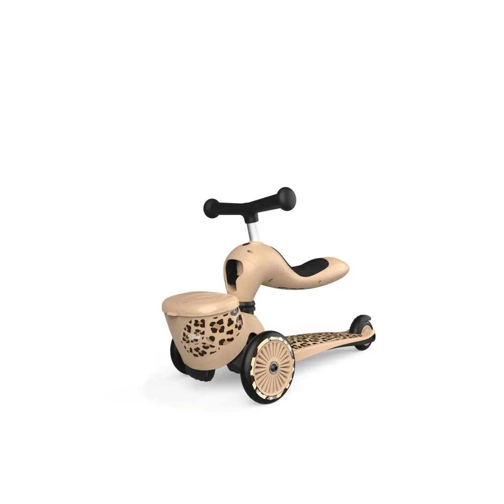 Scoot & Ride Highwaykick 1 Lifestyle, 2in1 Roller, Kickboard, Scooter mit sitz, Farbe: Leopard