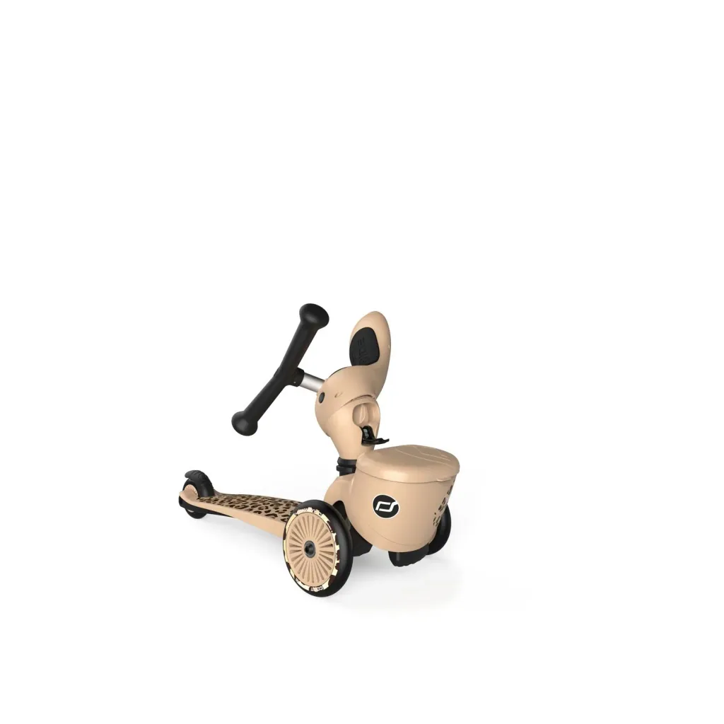Scoot & Ride Highwaykick 1 Lifestyle, 2in1 Roller, Kickboard, Scooter mit sitz, Farbe: Leopard