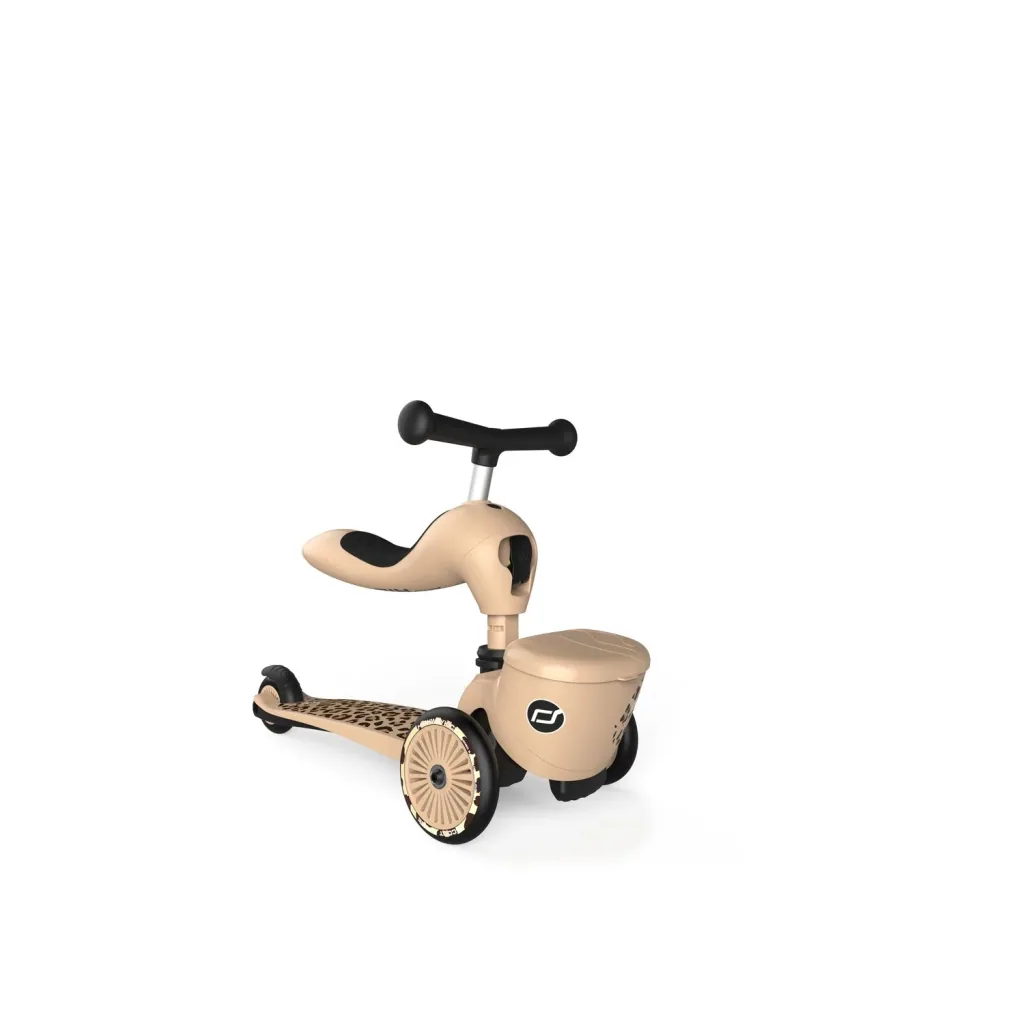 Scoot & Ride Highwaykick 1 Lifestyle, 2in1 Roller, Kickboard, Scooter mit sitz, Farbe: Leopard