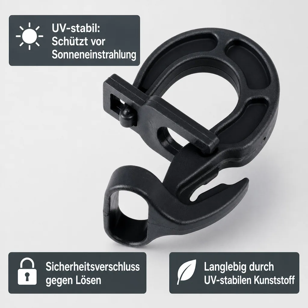 Expanderseil Haken, Gummiseil Haken, Easyfix Haken, 6-10 mm, mit Karabiner