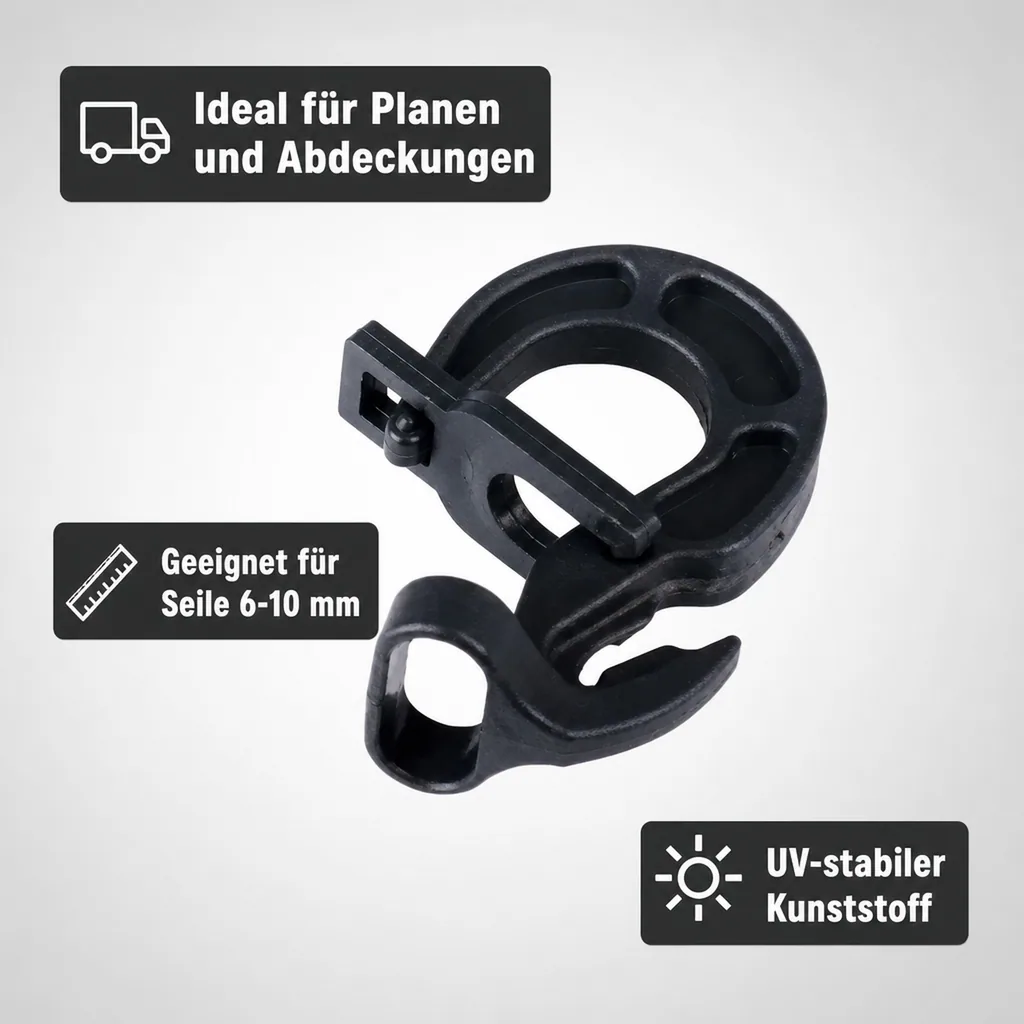 Expanderseil Haken, Gummiseil Haken, Easyfix Haken, 6-10 mm, mit Karabiner