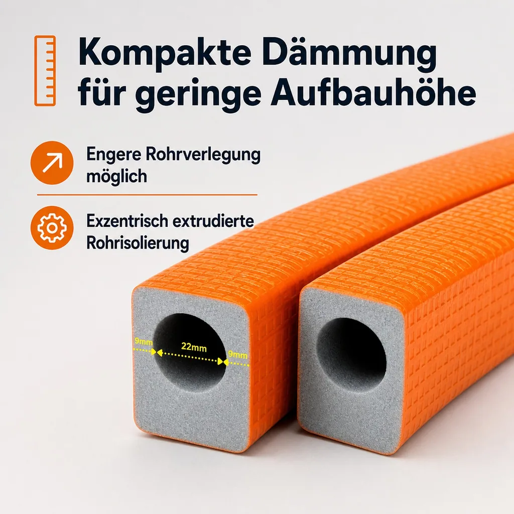 Rohrisolierung 22 mm, Kompakt-Rohrisolierung, 1 m, Ø 22 mm, 9 mm Dämmung