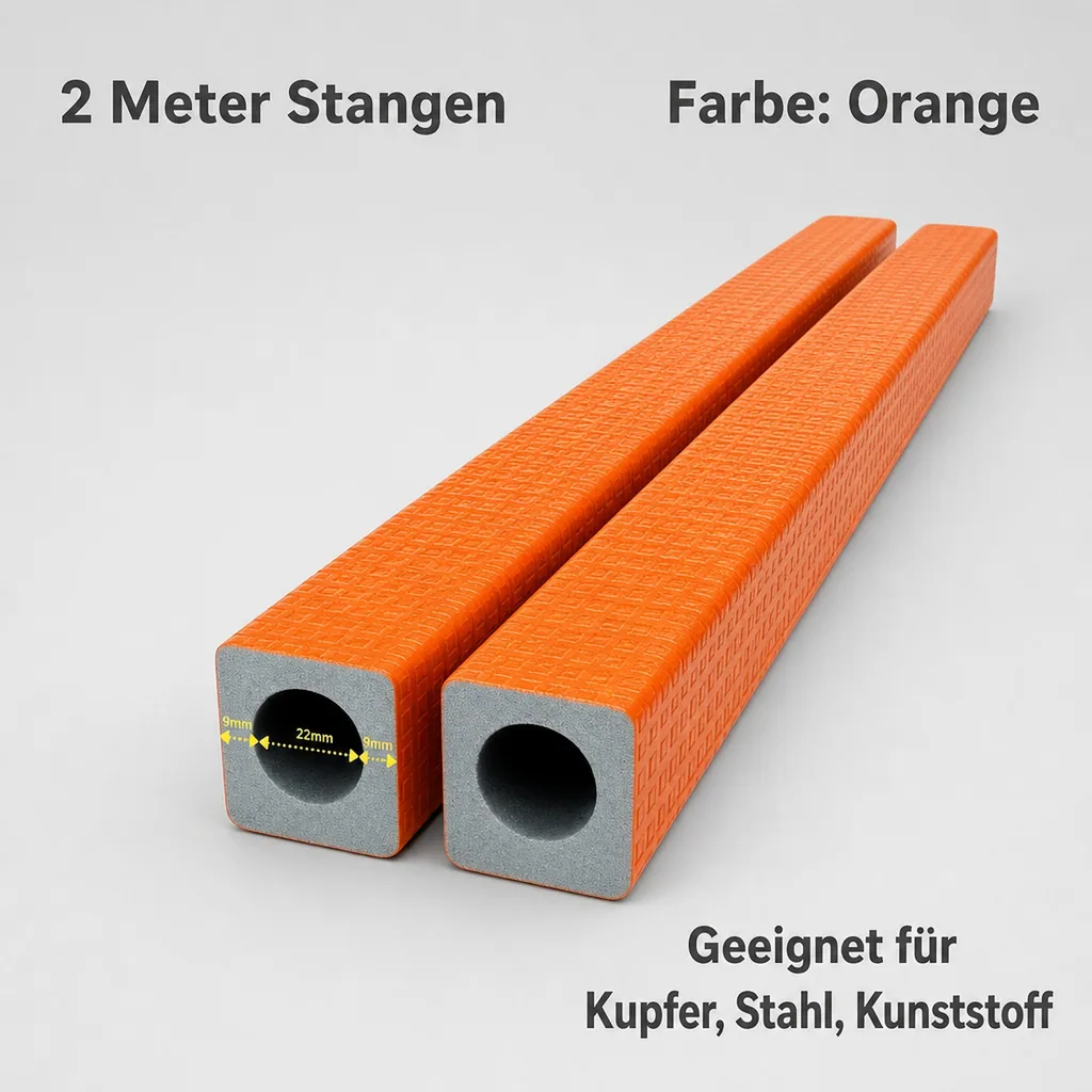 Rohrisolierung 22 mm, Kompakt-Rohrisolierung, 1 m, Ø 22 mm, 9 mm Dämmung