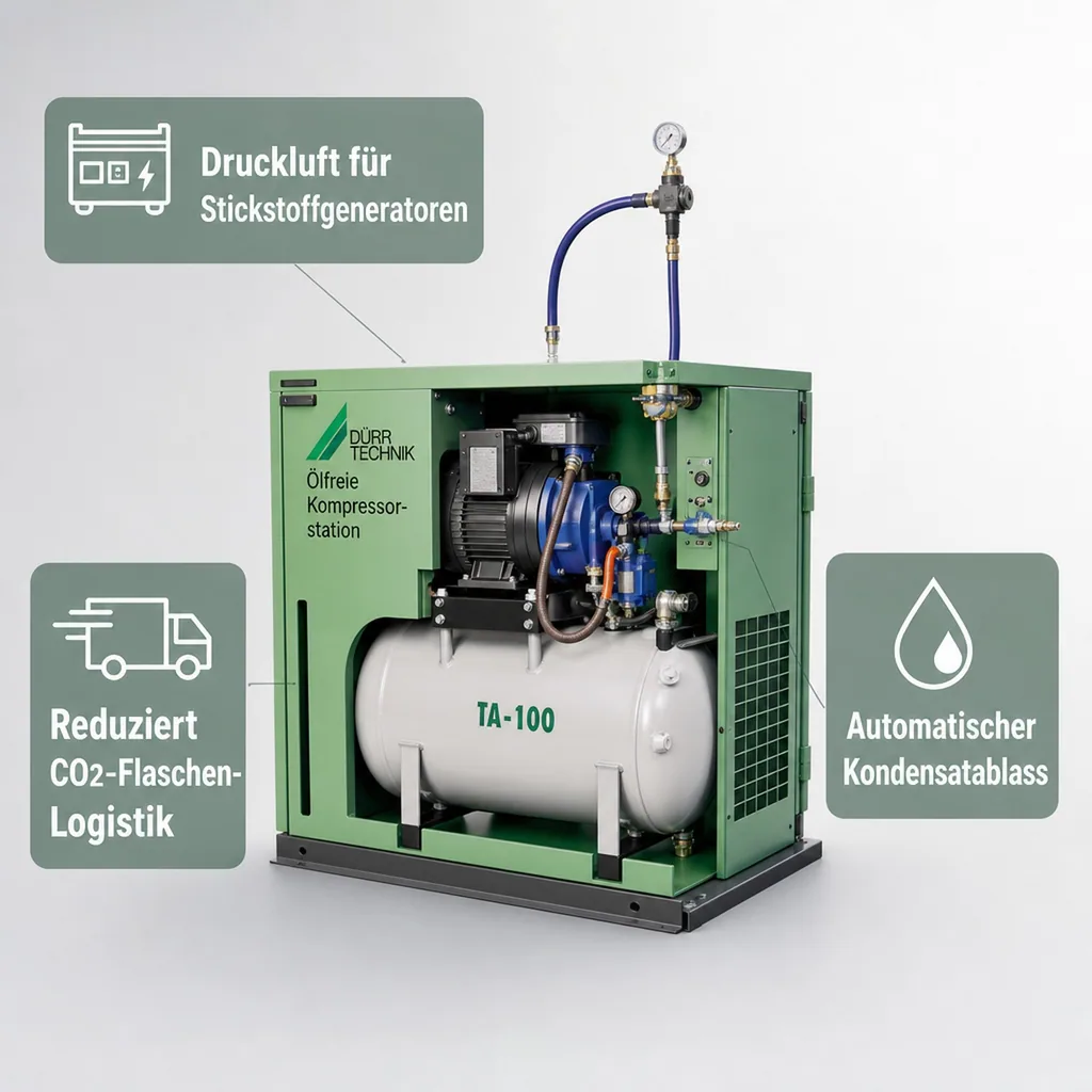 Ölfreier Luftkompressor für die Getränkeindustrie - Höchste Qualität & Wirtschaftlichkeit, Model: Kompressor Typ TA-100 AK