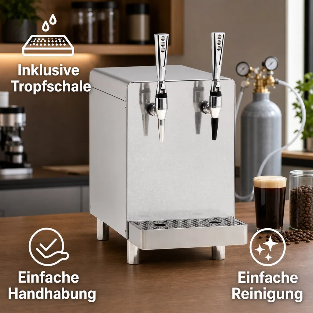 Nitro Coffee-Dispenser (2-leitig) | Für cremigen Nitro-Kaffee | Stouthahn & Tropfschale inklusive