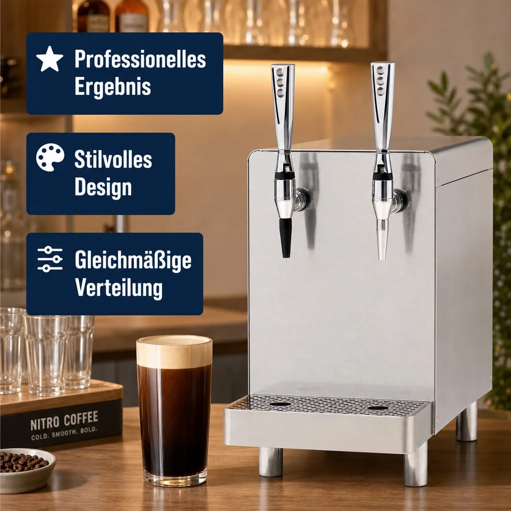 Nitro Coffee-Dispenser (2-leitig) | Für cremigen Nitro-Kaffee | Stouthahn & Tropfschale inklusive