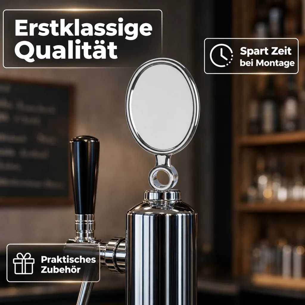 Medallion für Schankhähne, Kurz, Verchromt - Deko für Zapfhähne