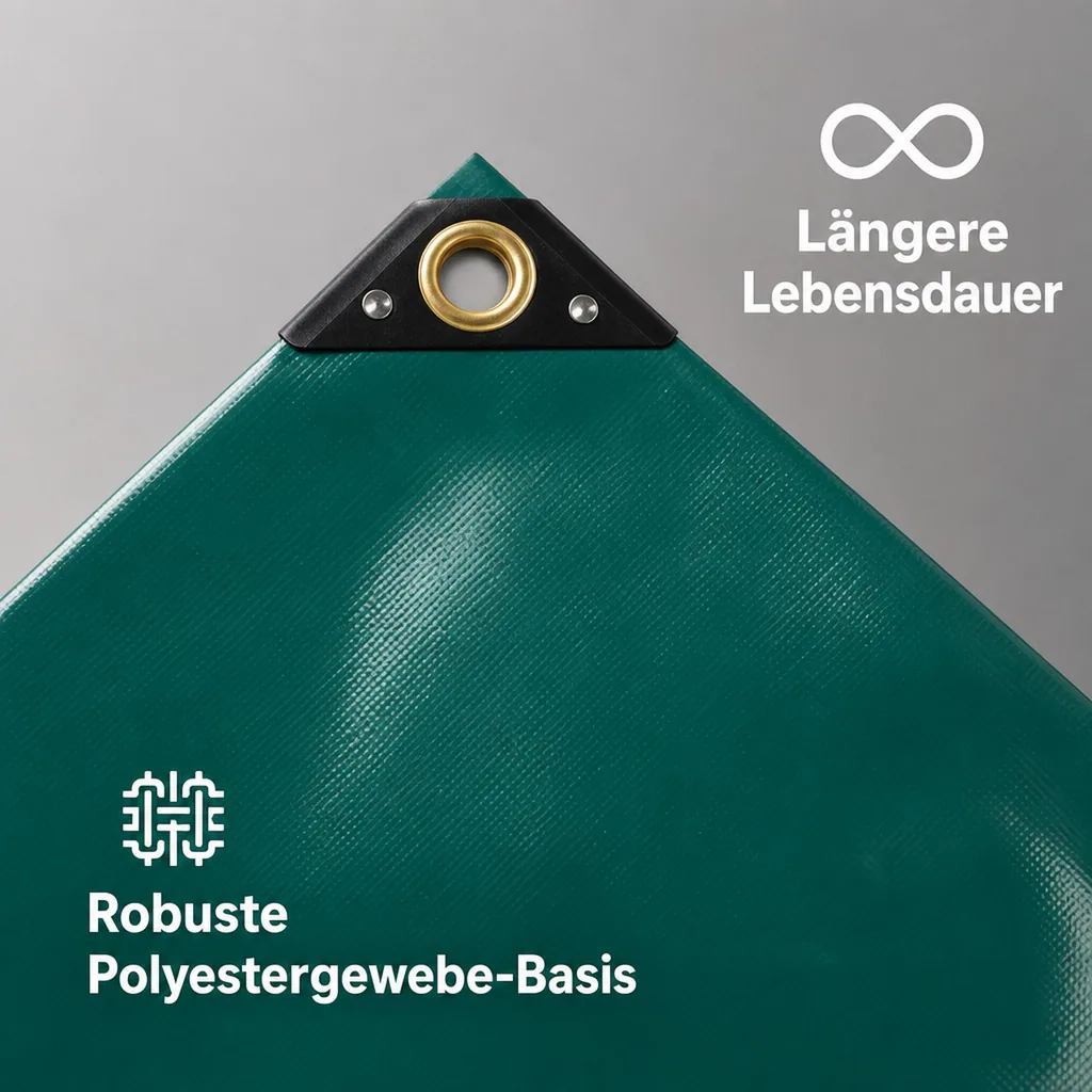 PVC Plane 650g, Abdeckplane 3,5 x 5m (17,5m²), grün, wasserdicht, reißfest