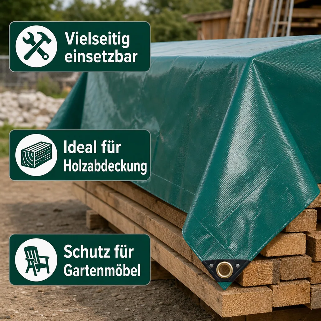 PVC Plane 650g, Abdeckplane, grün 4x8m (32m²), wasserdicht, reißfest