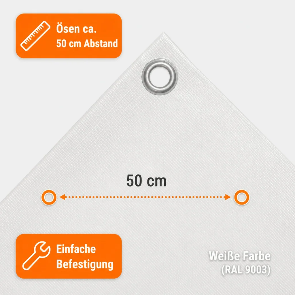 Abdeckplane Weiß, 5x6m (30m²), 180g/m², Wasserdicht und Reißfest