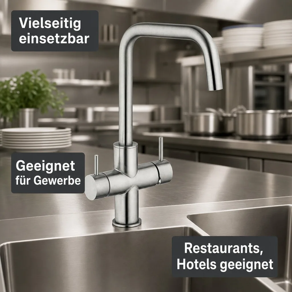 Wasserhahn, Mischbatterie, Wasserarmatur, Küchenarmatur - INOX LONG, 5-leitig