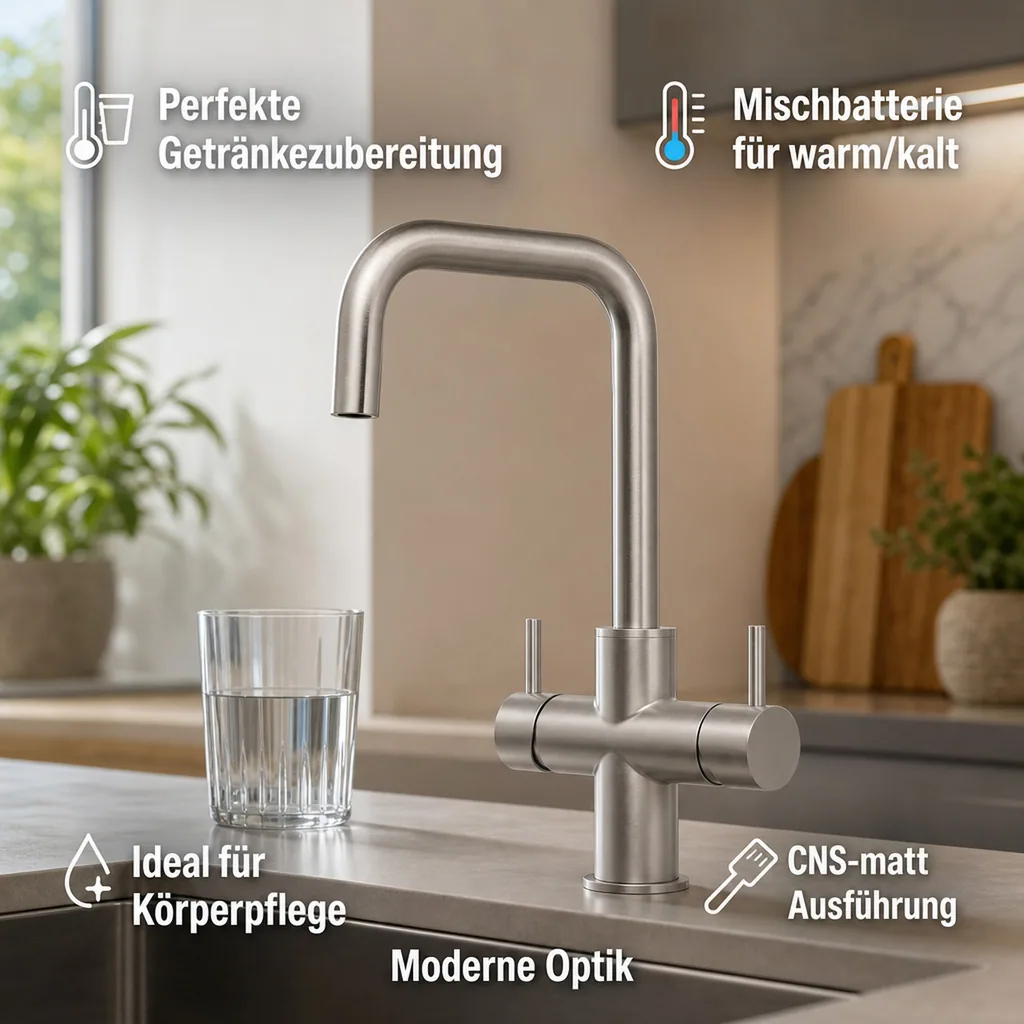 Wasserhahn, Mischbatterie, Wasserarmatur, Küchenarmatur - INOX LONG, 5-leitig