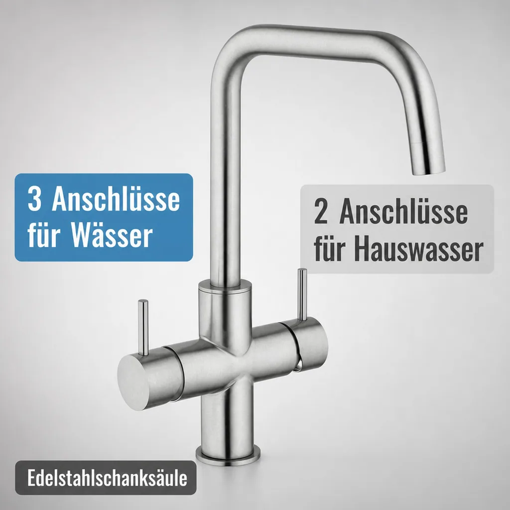 Wasserhahn, Mischbatterie, Wasserarmatur, Küchenarmatur - INOX LONG, 5-leitig