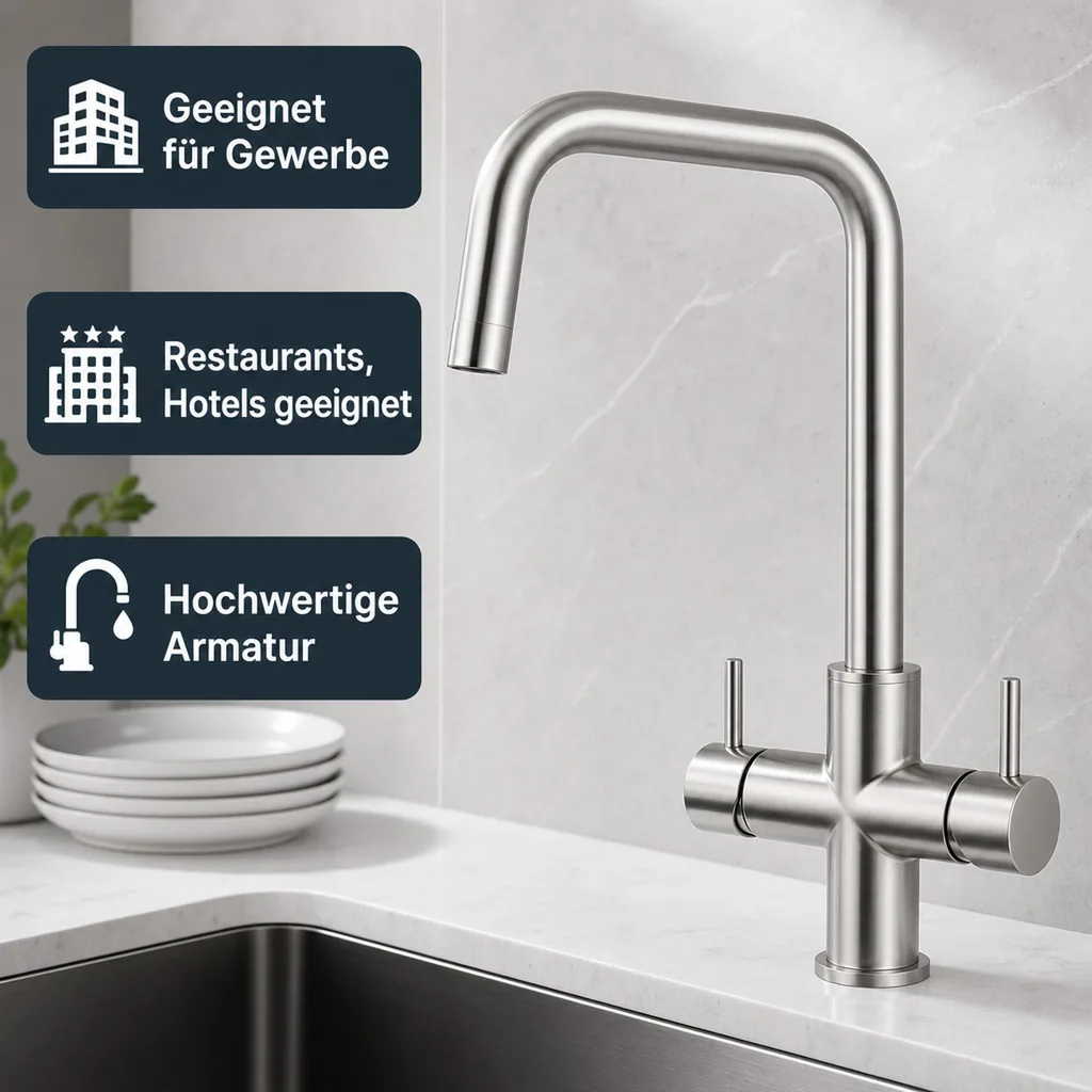 Wasserhahn, Mischbatterie, Wasserarmatur, Küchenarmatur - INOX LONG, 5-leitig