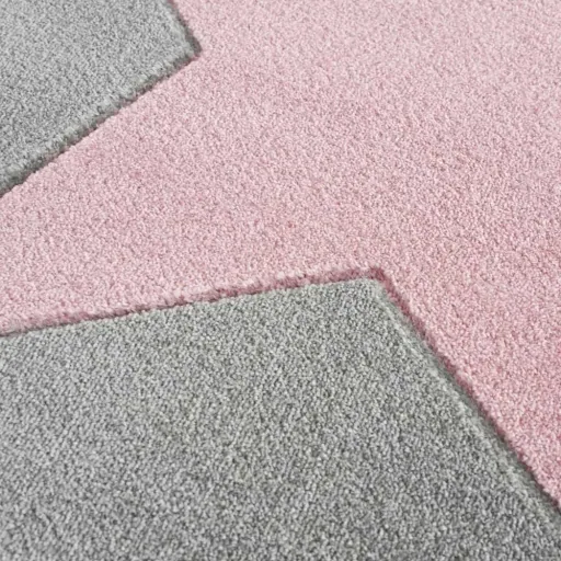 Livone Teppich Stern rosa auf grau rund, Teppichgrösse: Ø 160 cm