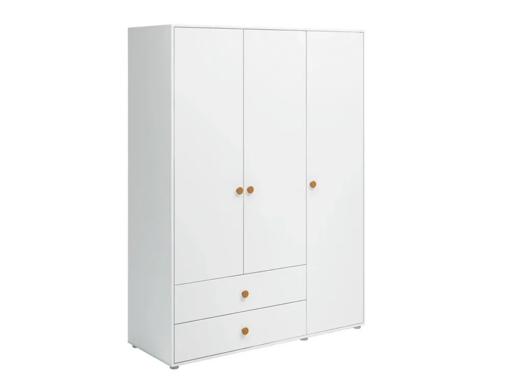 Flexa Kleiderschrank - Roomie, 3 Türen + 2 Schubladen, Farbe: Weiß/Senf